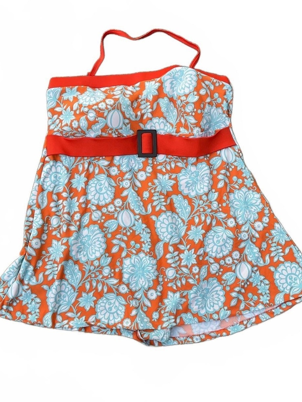 Floral One Piece Swimsuit Orange Blue Size 22W
